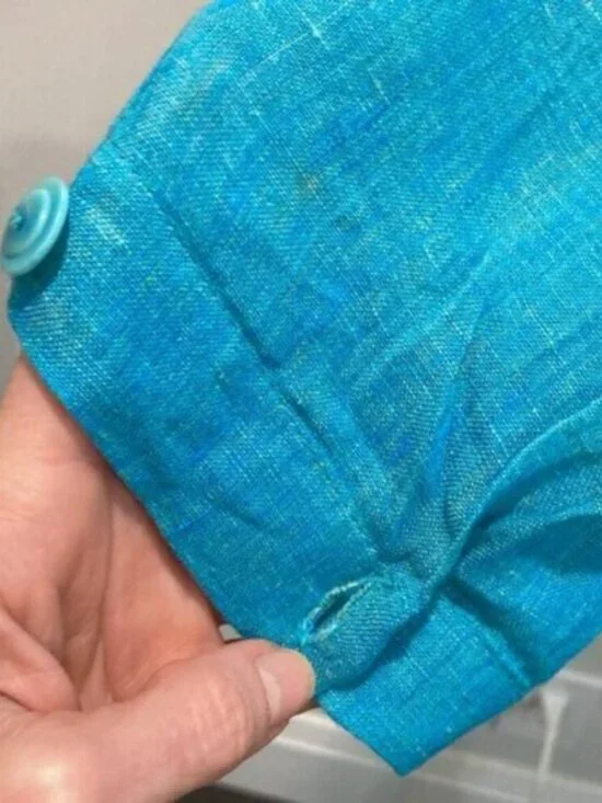 Flax Linen Long Sleeve Jacket Blue top - Picture 8 of 13